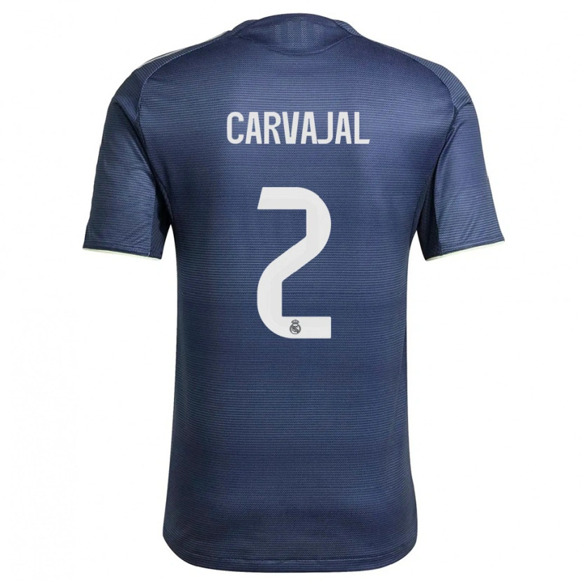 Danxen Femme Maillot Daniel Carvajal #2 Marine Argent Tenues Extérieur 2025/26 T-Shirt
