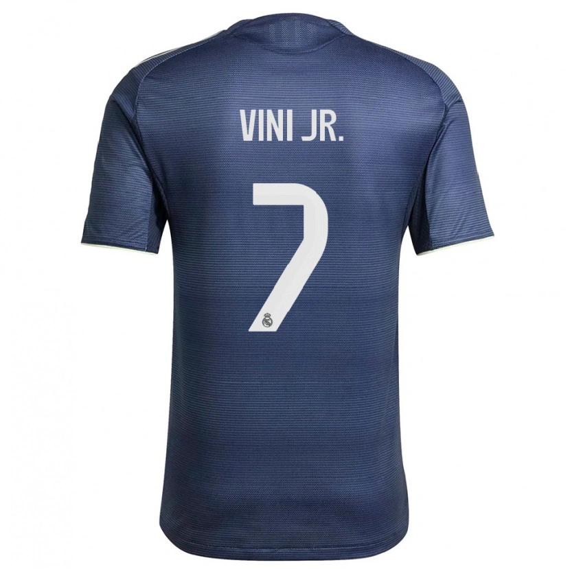 Danxen Femme Maillot Vinicius Junior #7 Marine Argent Tenues Extérieur 2025/26 T-Shirt