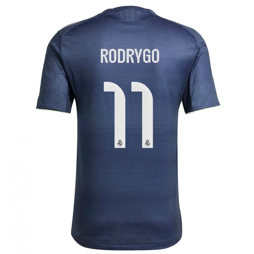 Danxen Femme Maillot Rodrygo #11 Marine Argent Tenues Extérieur 2025/26 T-Shirt