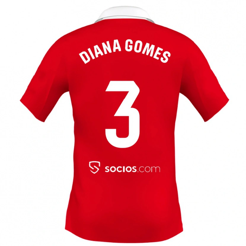 Danxen Femme Maillot Diana Catarina Ribeiro Gomes #3 Rouge Blanc Gris Tenues Extérieur 2025/26 T-Shirt