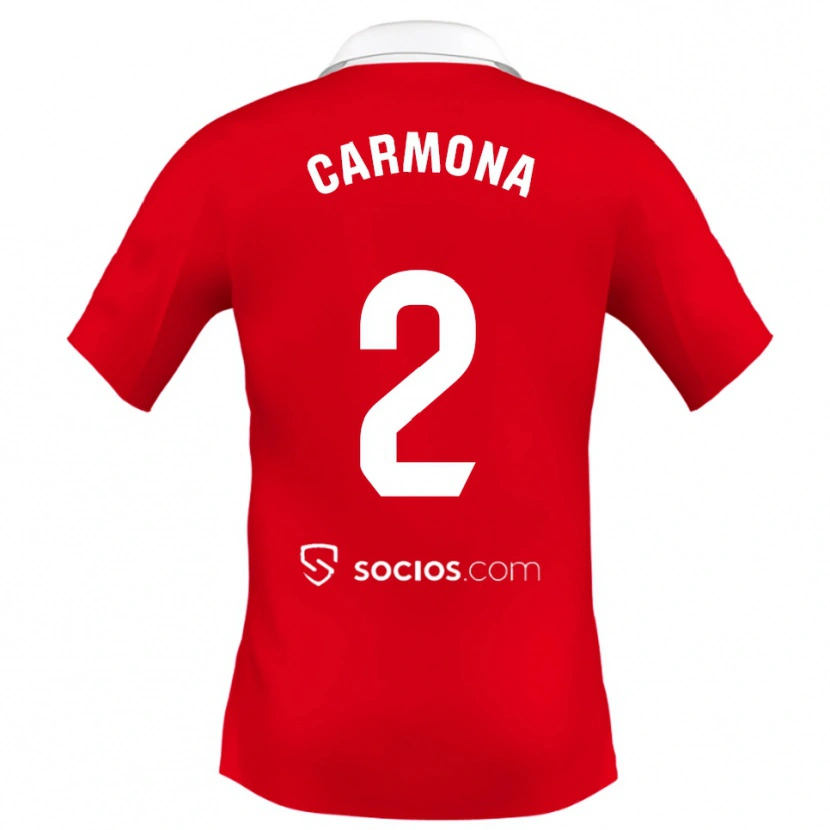 Danxen Femme Maillot José Ángel Carmona #2 Rouge Blanc Gris Tenues Extérieur 2025/26 T-Shirt