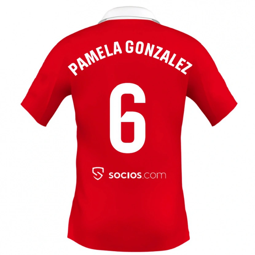 Danxen Femme Maillot Cinthia Pamela González Medina #6 Rouge Blanc Gris Tenues Extérieur 2025/26 T-Shirt