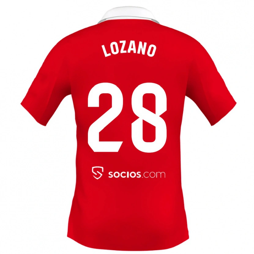 Danxen Femme Maillot Elena Lozano #28 Rouge Blanc Gris Tenues Extérieur 2025/26 T-Shirt