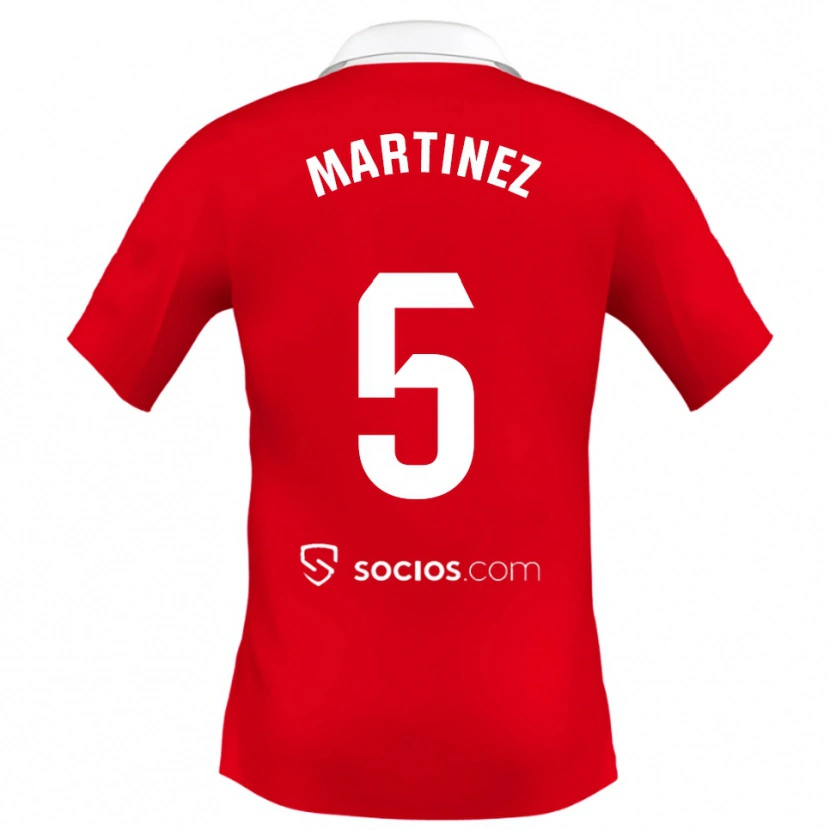 Danxen Femme Maillot Sergio Martínez #5 Rouge Blanc Gris Tenues Extérieur 2025/26 T-Shirt