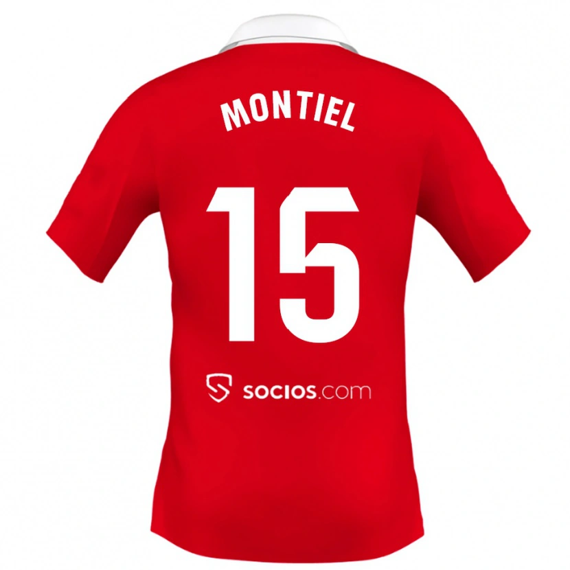 Danxen Femme Maillot Gonzalo Montiel #15 Rouge Blanc Gris Tenues Extérieur 2025/26 T-Shirt