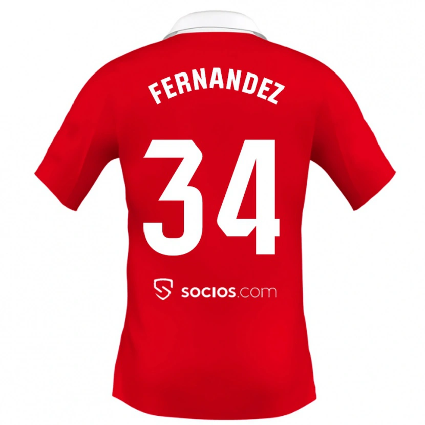 Danxen Femme Maillot Marc Fernández #34 Rouge Blanc Gris Tenues Extérieur 2025/26 T-Shirt