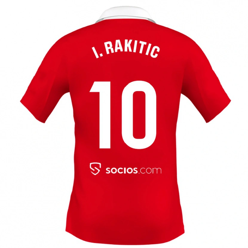 Danxen Femme Maillot Ivan Rakitic #10 Rouge Blanc Gris Tenues Extérieur 2025/26 T-Shirt