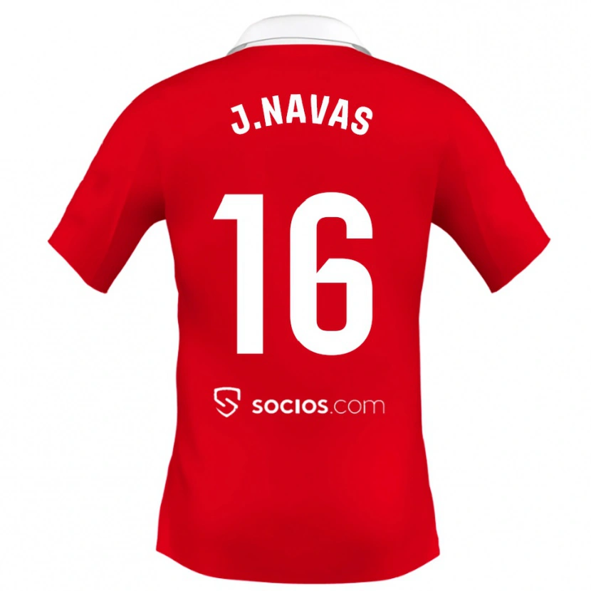 Danxen Femme Maillot Jesus Navas #16 Rouge Blanc Gris Tenues Extérieur 2025/26 T-Shirt