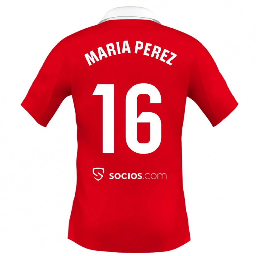 Danxen Femme Maillot María Pérez Rabaza #16 Rouge Blanc Gris Tenues Extérieur 2025/26 T-Shirt