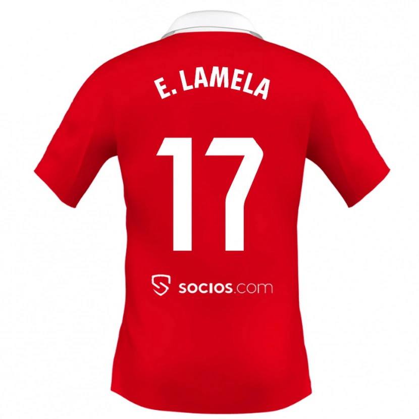 Danxen Femme Maillot Erik Lamela #17 Rouge Blanc Gris Tenues Extérieur 2025/26 T-Shirt