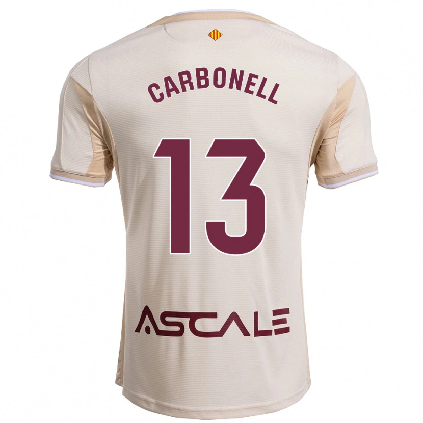 Danxen Femme Maillot Carmen Carbonell #13 Blanc Cassé Bourgogne Tenues Extérieur 2025/26 T-Shirt
