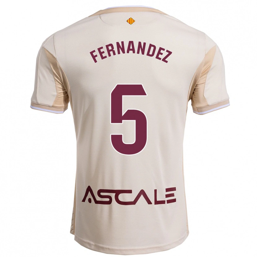 Danxen Femme Maillot Álvaro Fernández #5 Blanc Cassé Bourgogne Tenues Extérieur 2025/26 T-Shirt