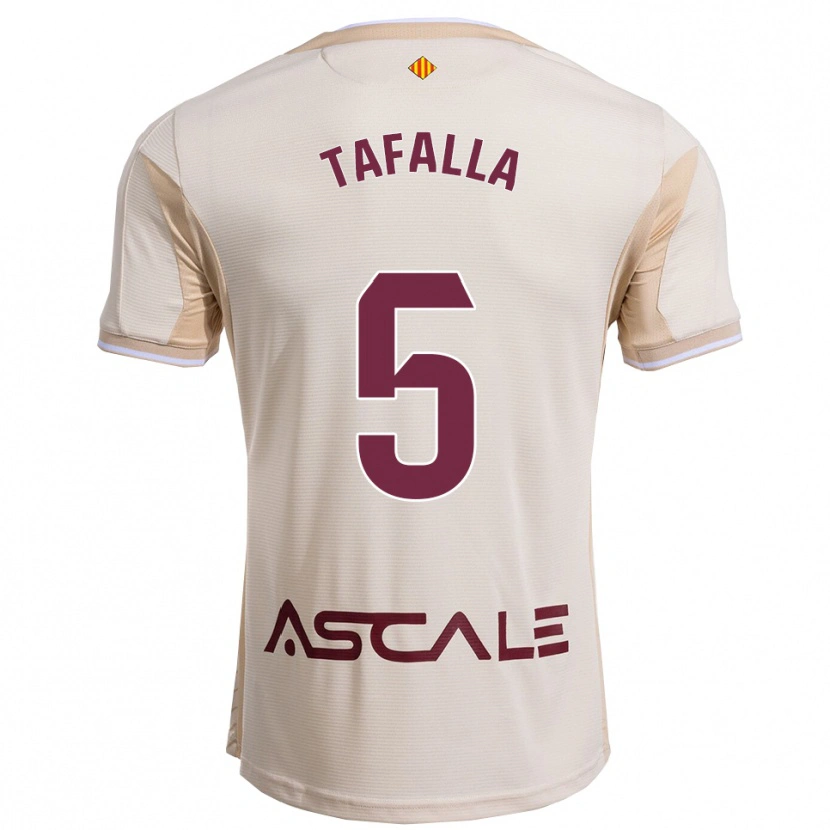 Danxen Femme Maillot Fran Tafalla #5 Blanc Cassé Bourgogne Tenues Extérieur 2025/26 T-Shirt