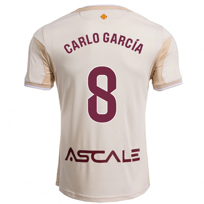 Danxen Femme Maillot Carlo García #8 Blanc Cassé Bourgogne Tenues Extérieur 2025/26 T-Shirt