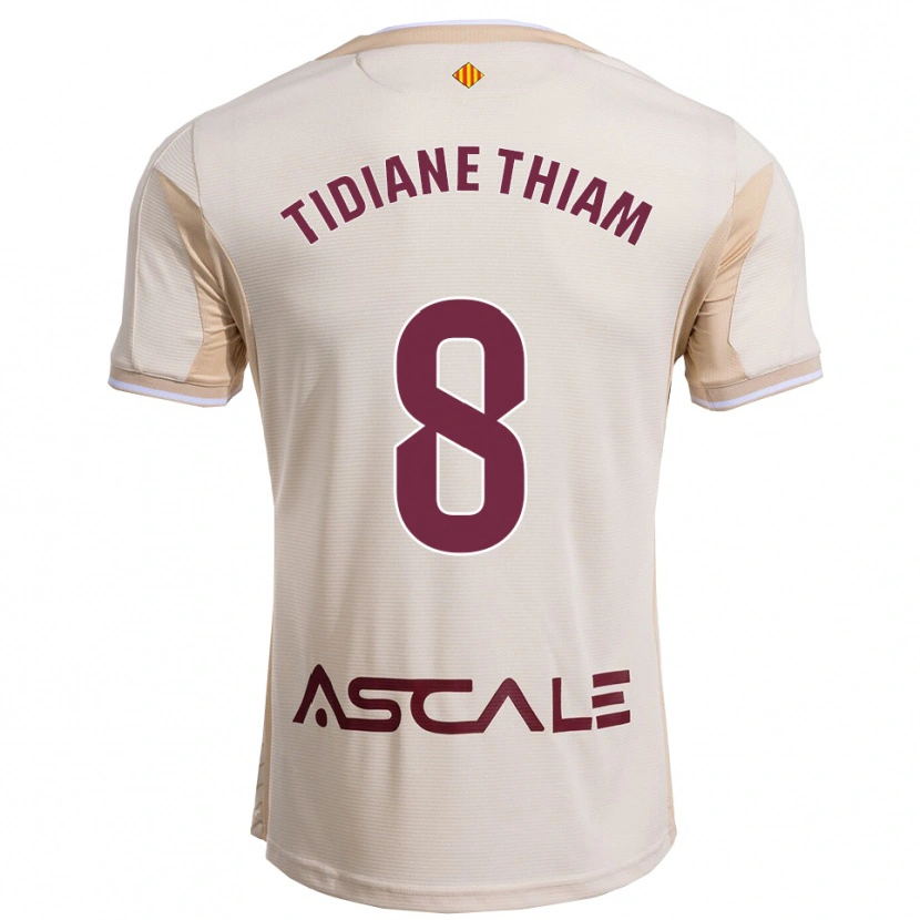 Danxen Femme Maillot Cheikh Tidiane Thiam #8 Blanc Cassé Bourgogne Tenues Extérieur 2025/26 T-Shirt