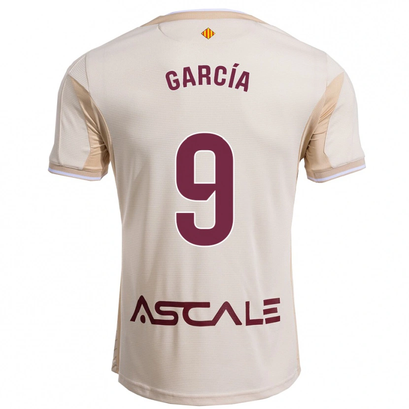 Danxen Femme Maillot Albert García #9 Blanc Cassé Bourgogne Tenues Extérieur 2025/26 T-Shirt