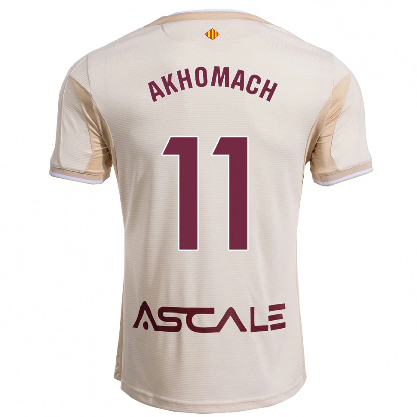 Danxen Femme Maillot Ilias Akhomach #11 Blanc Cassé Bourgogne Tenues Extérieur 2025/26 T-Shirt