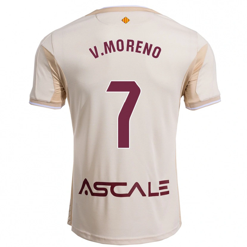 Danxen Femme Maillot Víctor Moreno #7 Blanc Cassé Bourgogne Tenues Extérieur 2025/26 T-Shirt