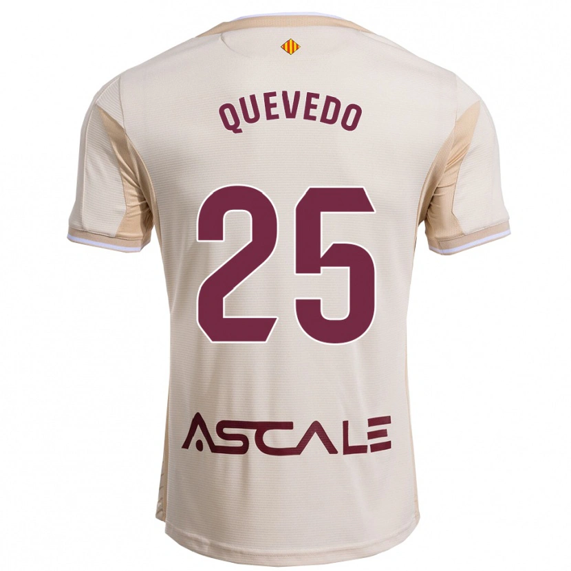 Danxen Femme Maillot Alex Quevedo #25 Blanc Cassé Bourgogne Tenues Extérieur 2025/26 T-Shirt