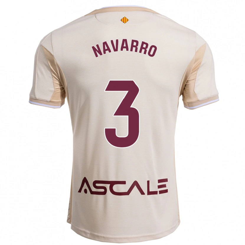 Danxen Femme Maillot Pablo Navarro #3 Blanc Cassé Bourgogne Tenues Extérieur 2025/26 T-Shirt