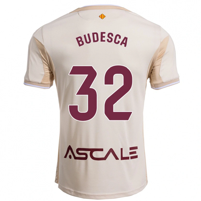 Danxen Femme Maillot Daniel Budesca #32 Blanc Cassé Bourgogne Tenues Extérieur 2025/26 T-Shirt