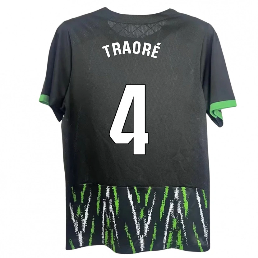 Danxen Femme Maillot Bakary Traoré #4 Noir Vert Tenues Extérieur 2025/26 T-Shirt