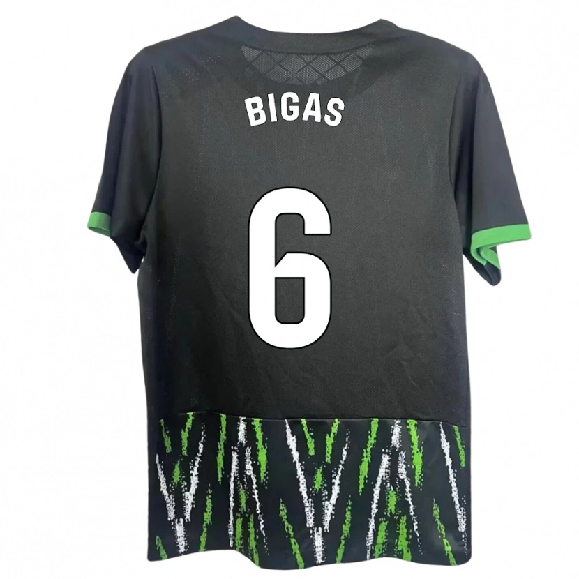 Danxen Femme Maillot Pedro Bigas #6 Noir Vert Tenues Extérieur 2025/26 T-Shirt