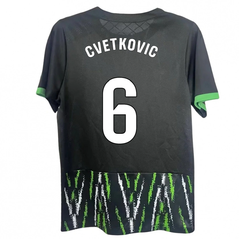 Danxen Femme Maillot Novak Cvetkovic #6 Noir Vert Tenues Extérieur 2025/26 T-Shirt