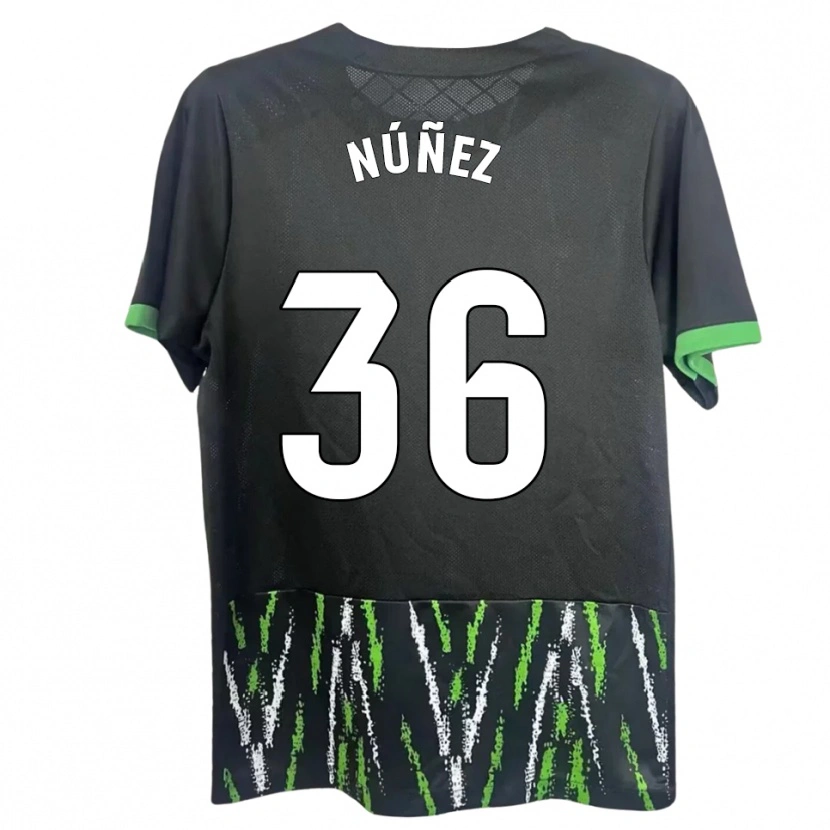 Danxen Femme Maillot Rafa Núñez #36 Noir Vert Tenues Extérieur 2025/26 T-Shirt
