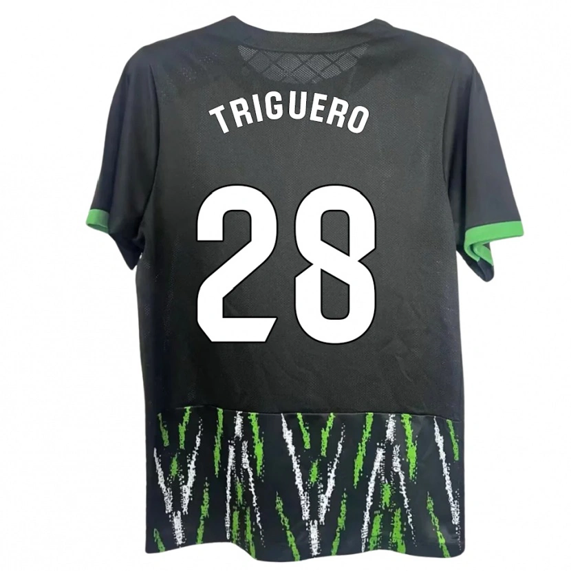 Danxen Femme Maillot Dani Triguero #28 Noir Vert Tenues Extérieur 2025/26 T-Shirt