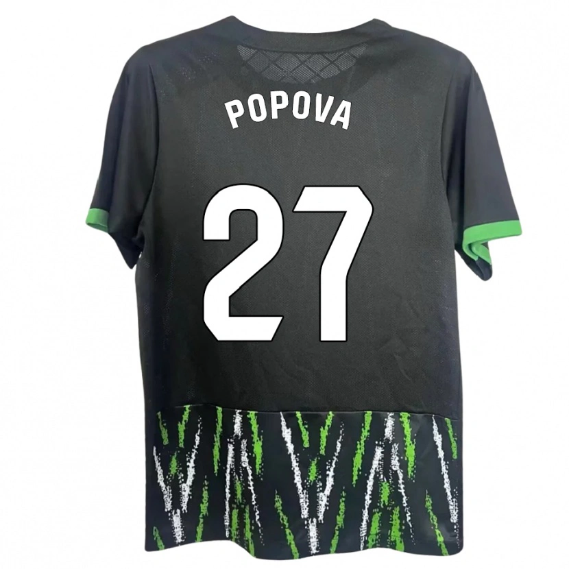 Danxen Femme Maillot Ángela Popova Fedorova #27 Noir Vert Tenues Extérieur 2025/26 T-Shirt