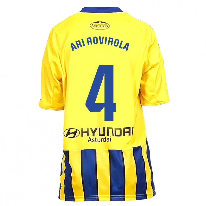Danxen Femme Maillot Ari Rovirola #4 Jaune Bleu Tenues Extérieur 2025/26 T-Shirt