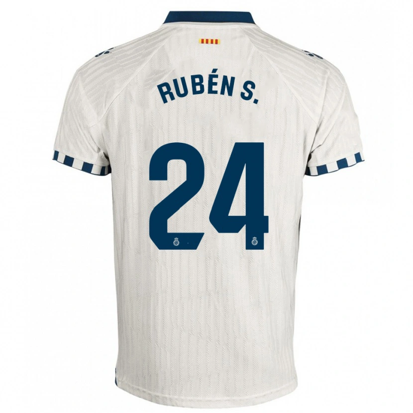 Danxen Femme Maillot Rubén Sánchez #24 Blanc Bleu Tenues Extérieur 2025/26 T-Shirt
