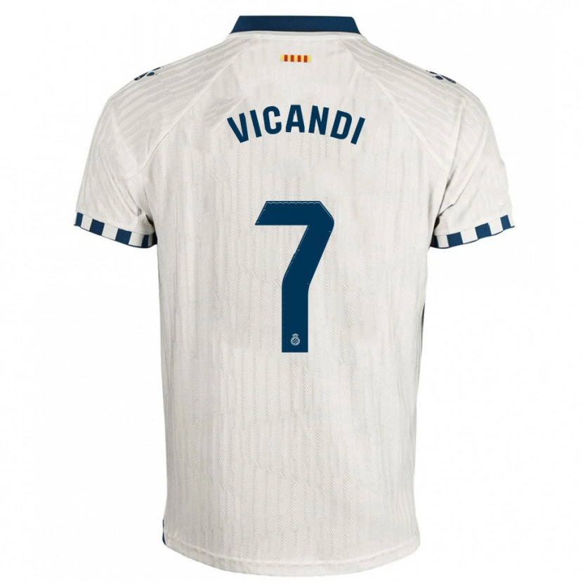 Danxen Femme Maillot Aimar Vicandi #7 Blanc Bleu Tenues Extérieur 2025/26 T-Shirt