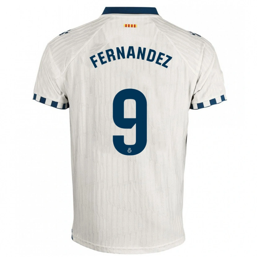 Danxen Femme Maillot Roberto Fernández #9 Blanc Bleu Tenues Extérieur 2025/26 T-Shirt