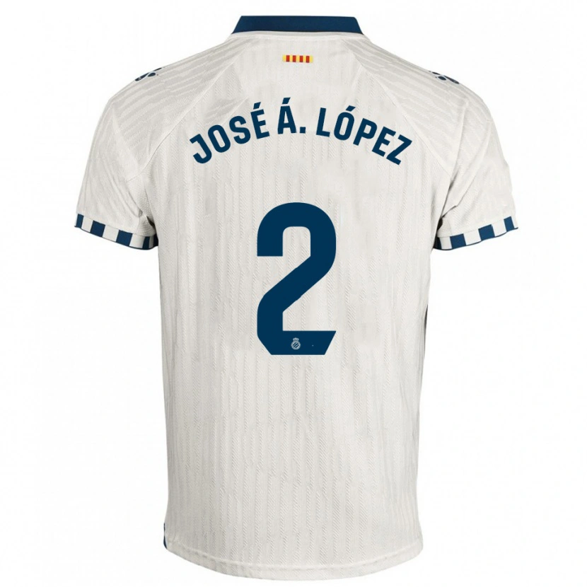 Danxen Femme Maillot José Ángel López #2 Blanc Bleu Tenues Extérieur 2025/26 T-Shirt