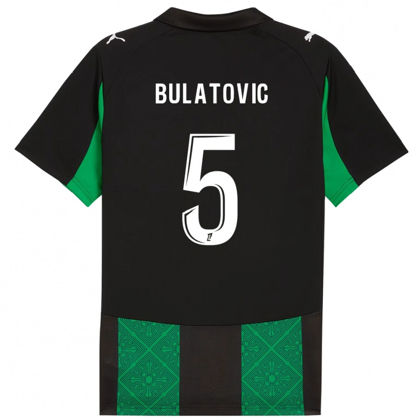 Danxen Femme Maillot Andrija Bulatovic #5 Noir Vert Tenues Extérieur 2025/26 T-Shirt