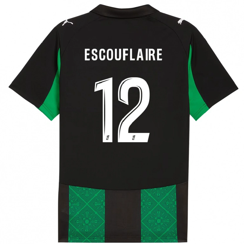 Danxen Femme Maillot Mattéo Escouflaire #12 Noir Vert Tenues Extérieur 2025/26 T-Shirt