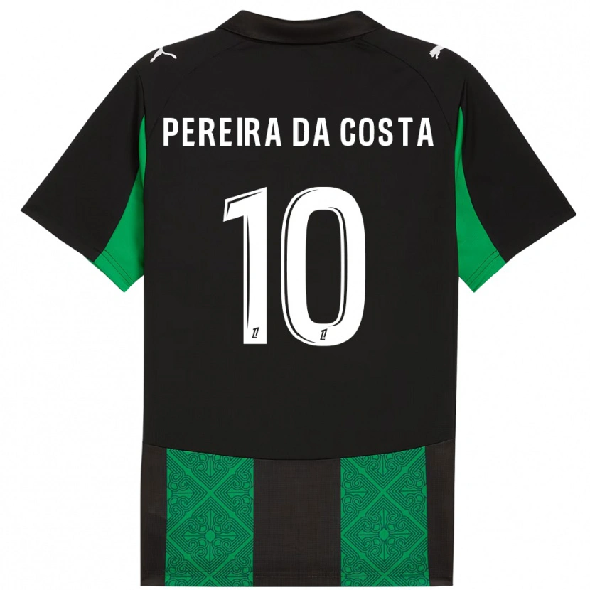 Danxen Femme Maillot David Pereira Da Costa #10 Noir Vert Tenues Extérieur 2025/26 T-Shirt