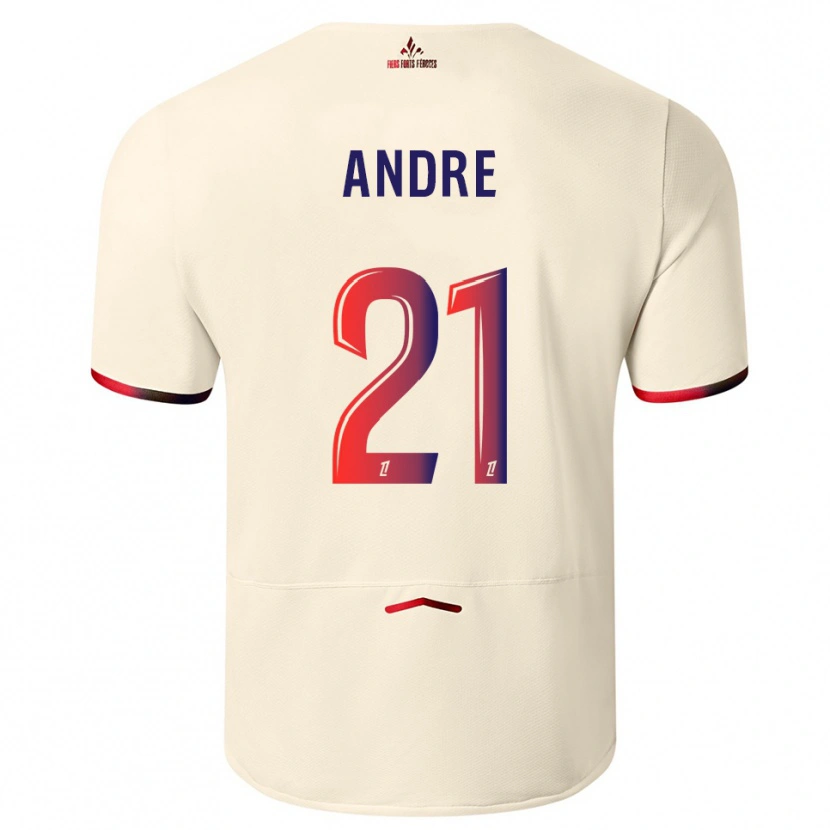 Danxen Femme Maillot Benjamin André #21 Blanc Cassé Rouge Tenues Extérieur 2025/26 T-Shirt