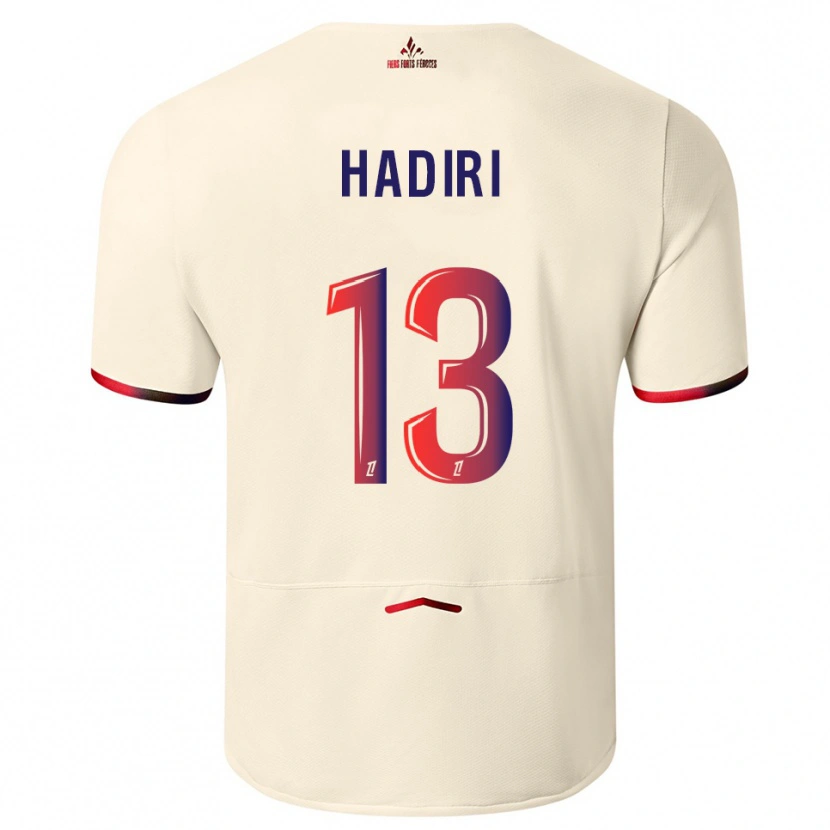 Danxen Femme Maillot Elias Hadiri #13 Blanc Cassé Rouge Tenues Extérieur 2025/26 T-Shirt