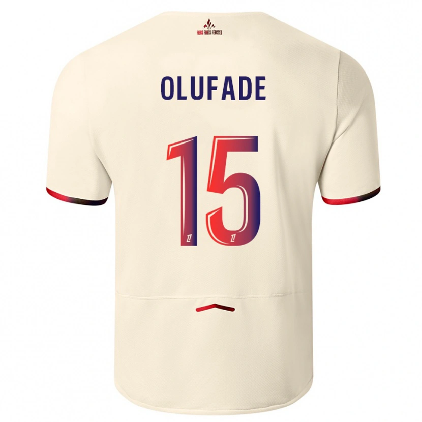 Danxen Femme Maillot Kingsley Olufade #15 Blanc Cassé Rouge Tenues Extérieur 2025/26 T-Shirt
