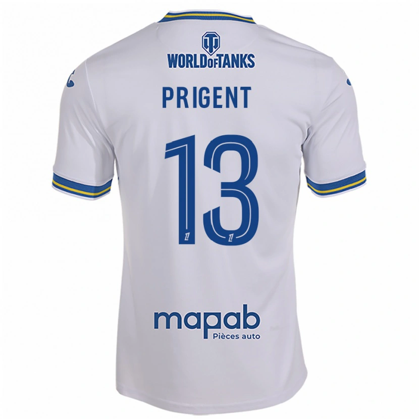 Danxen Femme Maillot Matéo Prigent #13 Blanc Bleu Ciel Tenues Extérieur 2025/26 T-Shirt