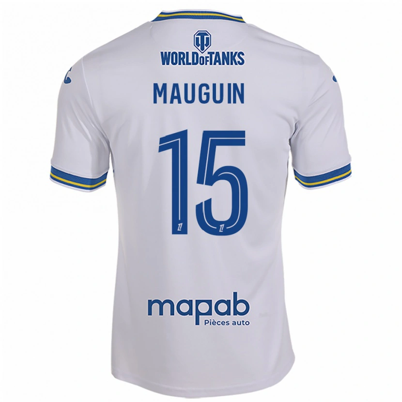Danxen Femme Maillot Alexiane Mauguin #15 Blanc Bleu Ciel Tenues Extérieur 2025/26 T-Shirt