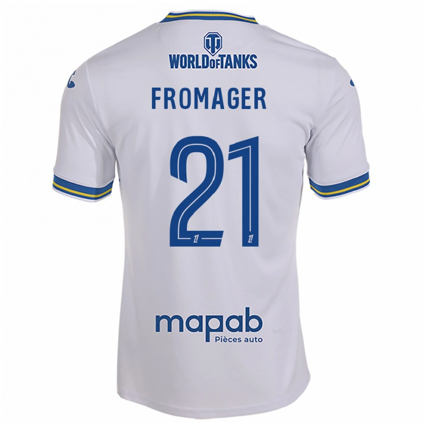 Danxen Femme Maillot Côme Fromager #21 Blanc Bleu Ciel Tenues Extérieur 2025/26 T-Shirt
