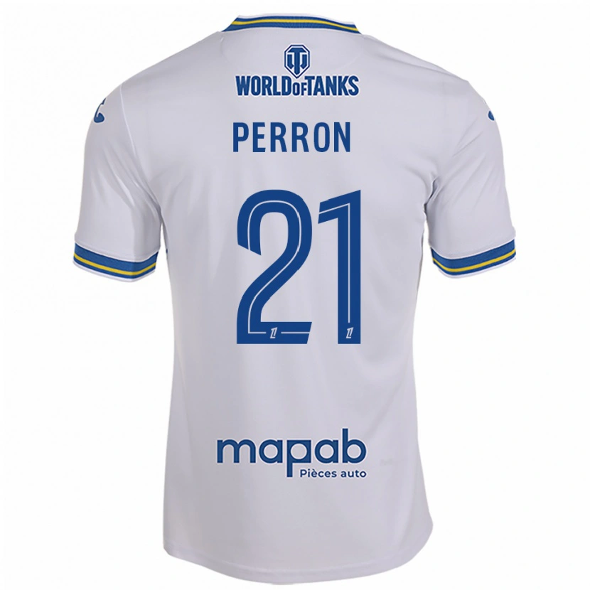 Danxen Femme Maillot Angéline Perron #21 Blanc Bleu Ciel Tenues Extérieur 2025/26 T-Shirt