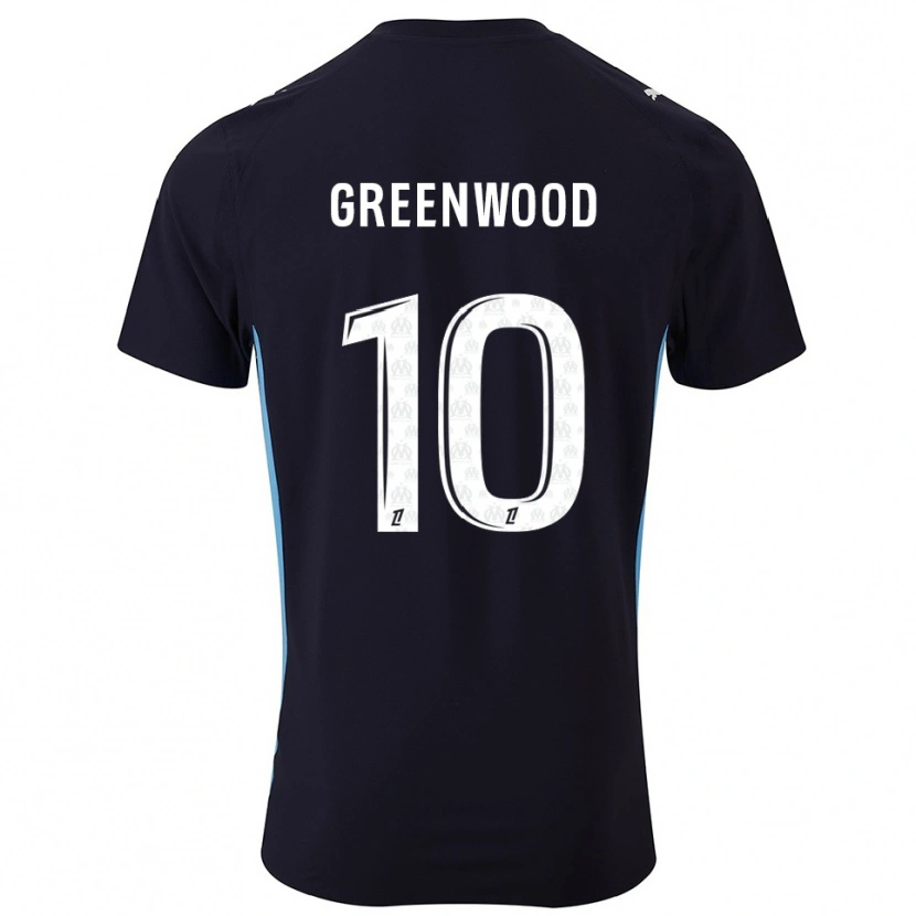 Danxen Femme Maillot Mason Greenwood #10 Noir Bleu Ciel Tenues Extérieur 2025/26 T-Shirt