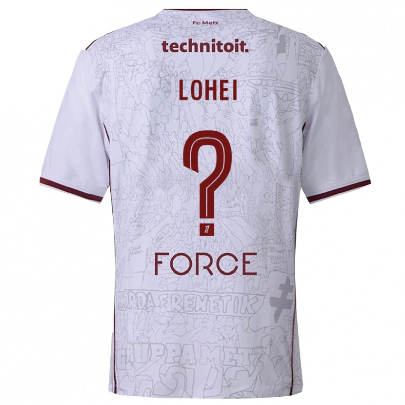 Danxen Femme Maillot Fabio Lohei #0 Blanc Bourgogne Tenues Extérieur 2025/26 T-Shirt