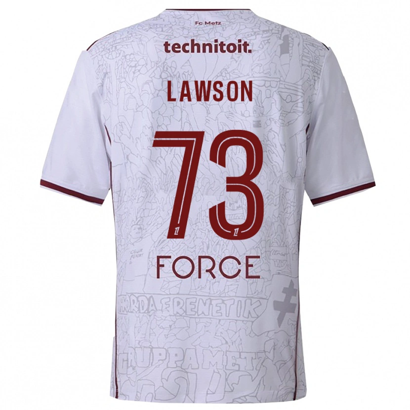 Danxen Femme Maillot Yannis Lawson #73 Blanc Bourgogne Tenues Extérieur 2025/26 T-Shirt