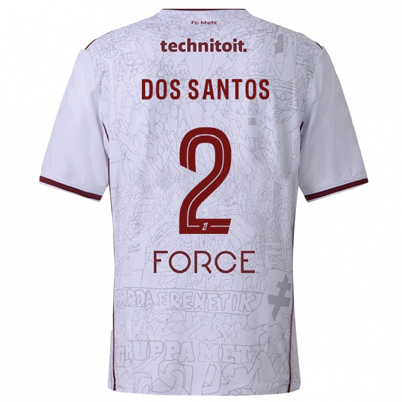 Danxen Femme Maillot Tahirys Dos Santos #2 Blanc Bourgogne Tenues Extérieur 2025/26 T-Shirt